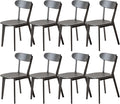 Modern Dining Chairs Set of 8, Solid Oak Wood Dining Chair with Comfortable Backrest, Sturdy Wooden Chairs for Kitchen, Dining Room
