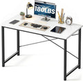 NEWBULIG 47.2” Computer Desk, White Office Writing Desks Compact Study Table Student Bedroom Home Work PC Workstations with Metal Frame Wood Tabletop Small Spaces