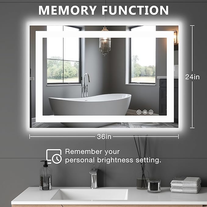 NEWBULIG Bathroom Mirror, Wall Mirror with Aluminum Alloy Thin Frame, Bathroom Mirrors for Over Sink, Bedroom, Living Room, Entryway