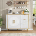 47.3" Modern Buffet Cabinet with Storage, Kitchen Sideboard Buffet with 2 Door & 3 Drawers, Fluted Caffee Bar Storage Cabinet for Dining Room, Living Room, Entryway, White