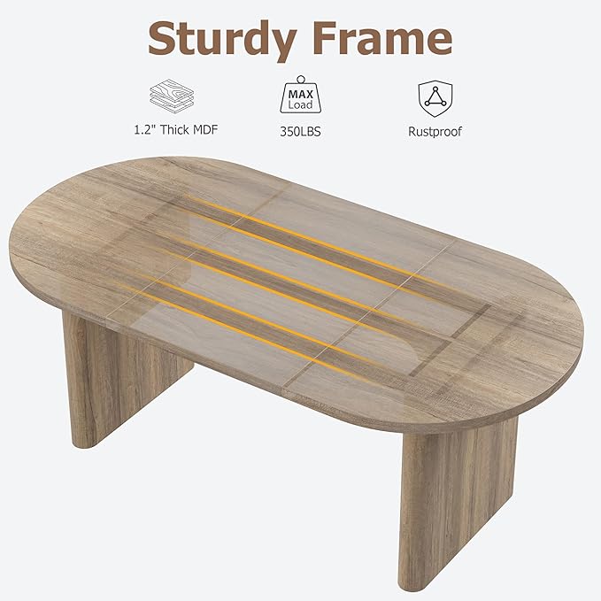 GarveeHome Oval Dining Table for 6-8 People, Long Large Kitchen Table with Thick Sturdy Wooden Base, Farmhouse Dining Room Table for for Kitchen, Living Room, Office (70.87" Long,Rustic Pear)