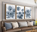 arteWOODS Botanical Framed Wall Art - Abstract Watercolor Style Pictures Grey Blue Floral Wall Decor Minimalist Prints Aesthetic Flowers Painting Artwork 20" x 28" Set of 3 Natural Framed