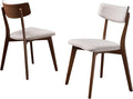 Christopher Knight Home Abrielle Mid-Century Modern Dining Chairs with Rubberwood Frame, 2-Pcs Set, Light Beige / Natural Walnut