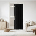 Jilron Accordian Door Curtain, 100% Blackout Folding Magnetic Doorway Curtains,Linen Style Closet Doors,for Room Divider,Privacy Protection（W52 x L78,Black,1 Panel）