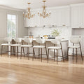 MALOL Bar Stools Set of 6, Counter Height bar stools, Kitchen Bar Stools with Backs, Modern Upholstered, Modern Bar Stools with Metal Legs for Kitchen Island, Counter, Beige