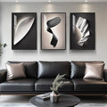Large Framed Modern Abstract Wall Art 3 Piece Set, Black and White Decorative Artwork, Minimalist Trendy Line Geometric Bright Style Pictures Prints for Living Room Hallway and Office 20x30 Inch
