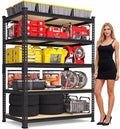 PrimeZone 36" x 16" x 72" Heavy Duty Storage Shelves - 5 Tier Adjustable Garage Storage Shelving, Metal Storage Utility Rack Shelf Unit for Warehouse Pantry Closet Kitchen, Black