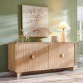 IFGET Modern Buffet Cabinet with Storage, 70" Large Sideboard Buffet Storage Cabinet with 4 Doors and Adjustable Shleves, Wooden Curved Coffee Bar for Dining Room, Kitchen, Living Room, Natural Oak