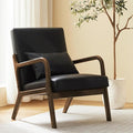 Achicsofar Accent Chair Mid Century Modern Armchair with Lumbar Support Pillow Wood Legs PU Leather Upholstered Lounge Chairs Comfy High Back Cushion for Living Room Bedroom