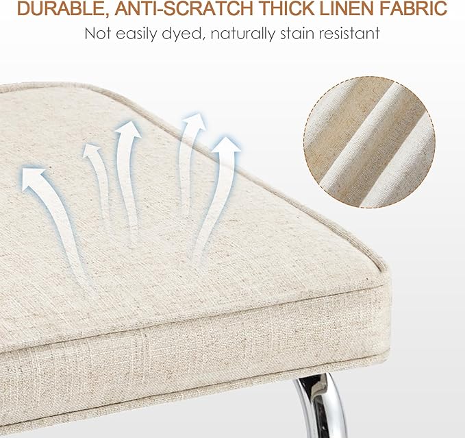 Zesthouse Natural Rattan Counter Stools Set of 2, 26'' Modern Counter Height Barstools, Thin Linen Bar Stools with Solid Wood Back, Mid Century Cantilever Bar Chairs for Kitchen Island, Beige Grayish