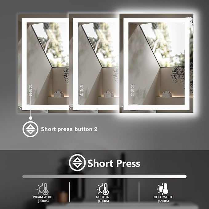NEWBULIG Bathroom Mirror, Wall Mirror with Aluminum Alloy Thin Frame, Bathroom Mirrors for Over Sink, Bedroom, Living Room, Entryway