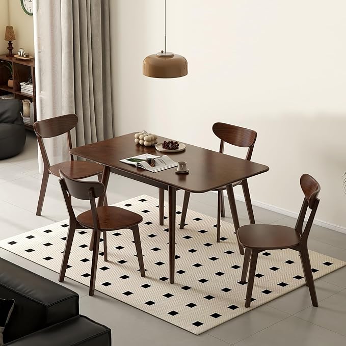 39’’-55’’ 100% Oak Extendable Dining Table and Bench Set, Solid Wood Folding Kitchen Table, Mid Century Modern Dinner Table for Kitchen, Apartment, Living Room (39''-55'' + 1 Bench)