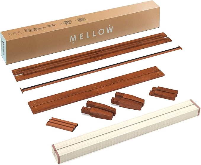 Mellow Naturalista Classic 16 Inch Solid Wood Platform Bed with Wooden Slats, Cherry, Full