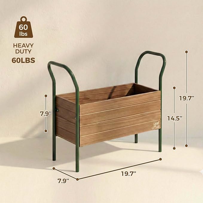 Leaf&lull Raised Garden Bed with Legs Plant Stand Indoor Outdoor Corner Metal Wood Plant Shelf Tiered Plant Holder Ladder Shelf for Patio Balcony Shelving Unit for Live Plants House Decor 1 Tier