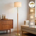 61" Wood Floor Lamp for Living Room 2-Light Standing Tall Lamps Mid Century Modern Floor Lamps for Bedroom Office Nursery Corner Industrial Reading Room Lamp, 3 Color Temperatures 9W Bulbs Included
