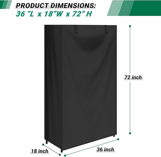 Storage Shelf Cover,Waterproof Shelf Cart Cover Protective Outdoor Indoor Wire Rack Dust Cover with Zipper (36" Wx18 Dx72 H)