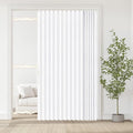 Jilron Accordian Door Curtain, 100% Blackout Folding Magnetic Doorway Curtains,Linen Style Closet Doors,for Room Divider,Privacy Protection（W72 x L78,White,1 Panel）