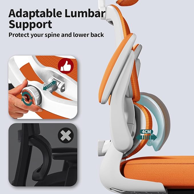 TRALT Office Chair Ergonomic Desk Chair, 330 LBS Home Mesh Office Desk Chairs with Wheels, Comfortable Gaming Chair, High Back Office Chair for Long Hours (Burnt Orange)