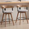 DUOMAY Swivel Bar Stools Set of 2, 26" Counter Height Bar Stool with Footrest Modern Wood Barstools with Linen Upholstered Seat Counter Stools for Kitchen Island Home Bar, Grey