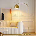 Brushed Gold Arc Floor Lamp 71" Tall, Dimmable 12W LED Smart Standing Lamp with Remote, 360° Rotatable Adjustable Height & Span, Elegant Floor Lamp for Living Room, Bedroom, Office, Library