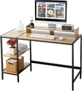 MINOSYS 47-inch Computer Desk with Storage Shelf - Natural Wood Ideal Gaming Desk for Bedrooms, Small Spaces, and Home Offices Modern Writing Desk for PCs.