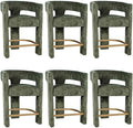 Jofran Gwen Forest Upholstered Counter Stool with Arms – Versatile Barstools – Stylish Seating for Kitchen Dining Room or Home Bar, Natural, Modern Counter Stools, Set of 6