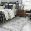 Homemate Washable Rug 4x6 Area Rugs - Vintage Faux Wool Rugs for Living Room Bedroom Dining Room - Non Slip Foldable Carpet Indoor Area Rug for Home Decor（4'x6', Grey