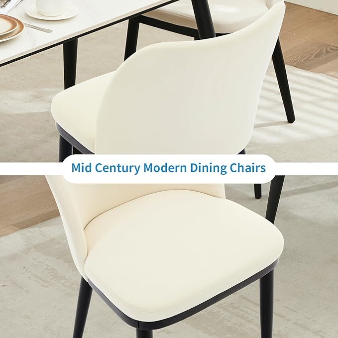 GarveeHome Wooden Dining Chairs Set of 6, Upholstered Kitchen Dining Room Chairs with Padded Seat and Wood Legs, Modern Fabric Side Dinner Chair for Kitchen, Dining Room, Restaurant, Cafe