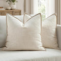 MIULEE Pack of 2 Thick Textured Couch Throw Pillow Covers, Natural Beige Decorative Pillow Covers 22x22, Neutral Linen Cushion Cases for Sofa Bed Living Room Modern Farmhouse Home Decor, No Filling