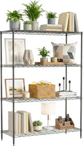 BestOffice 4-Tier Wire Shelving Unit, 800 LBS Heavy Duty Metal Storage Shelves, Adjustable Wire Shelf for Garage, Kitchen, Pantry, Utility Shelving Rack with Leveling Feet, Black