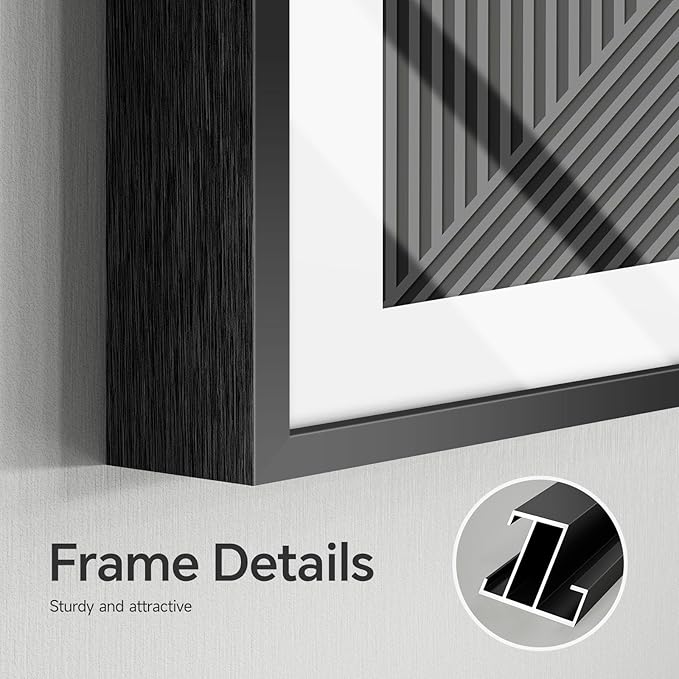 Framed Modern Large Black and White Abstract Wall Art for Living Room, Set of 3 Piece Boho Neutral Minimalist Canvas Paintings Wall Decor Art Prints, Pictures Artwork for Office Dining 24x36 Inch
