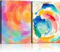 2pcs Framed Abstract Canvas Wall Art Set Of Prints Colorful Gallery Artwork Posters For Living Room Bedroom Bathroom Modern Decorative Pictures On Canvas12x16 Inch