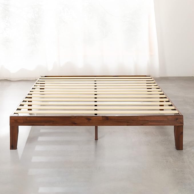 Mellow 12" Solid Wood Platform Bed Frame with Classic Wooden Slat (No Box Spring Needed), King, Espresso