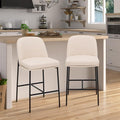 COLAMY Counter Height Bar Stools Set of 2, 25 Inch Modern Fabric Kitchen Island Stools with Back, Upholstered Counter Barstools Armless Bar Chairs with Metal Legs for Island Dining Room Bar,Beige