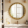 Easly Round Mirror for Wall, 24 Inch Gold Beaded Frame Decorative Vanity Mirror, Circle Bathroom Mirror with High-Definition Lense, Modern Wall Decor for Bathroom, Living Room, Bedroom, Entryway