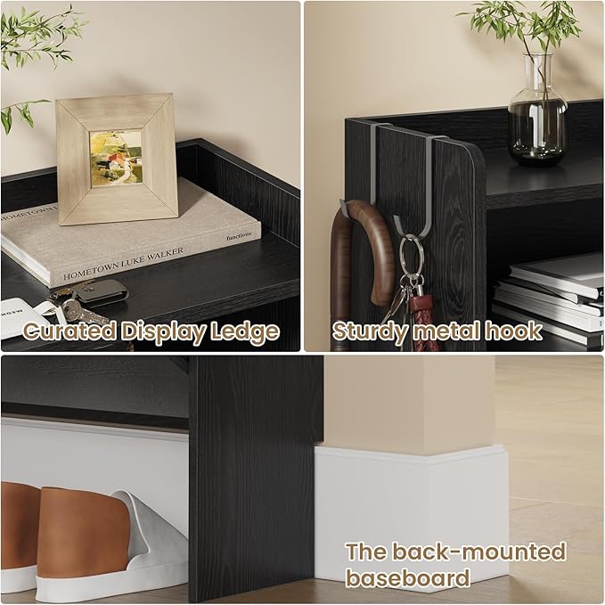 Shoe Cabinet Organizer with 2 Flip Drawers，Freestanding Shoe Rack Cabinet, Shoe Cabinet Storage for entryway, Foyer, Hallway, Black, 31.5" W