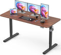 55" Electric Standing Desk Adjustable Height, Sit Stand up Desk for Home Office & Computer Workstation, 2 Memory Height Settings, Splice Board, 2 Hooks, Black Frame/Walnut Top