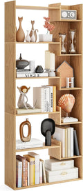 Tangkula 6-Tier Bookshelf, 64”H Tall Open Bookcase with Anti-Tip Kits, Home Office Free-Standing Wood Room Divider Display Book Shelf, Modern 11-Shelf Storage Rack for Study, Living Room (1, Natural)