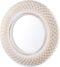 Round Decorative Wall Mirror, White Circle Mirror for Bedroom, Entryway, Living Room, Decorative Modern Wall Decor
