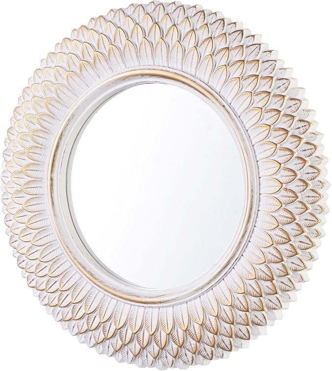 Round Decorative Wall Mirror, White Circle Mirror for Bedroom, Entryway, Living Room, Decorative Modern Wall Decor