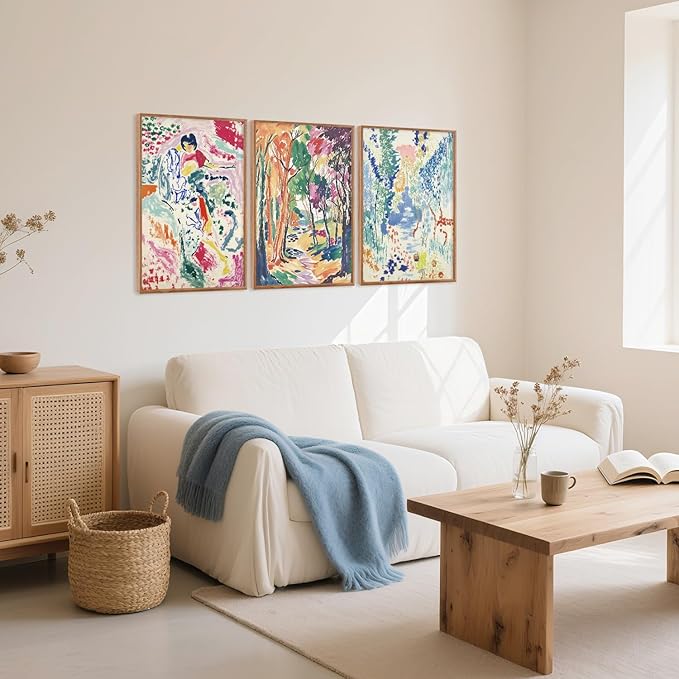 Abstract Matisse Framed Canvas Wall Art Set, Colorful Nature Inspired Wall Decor, Modern Home Art Spiritual Wall Painting, Eclectic Gallery Art Prints for Living Room Bedroom Office 24"x36"x3