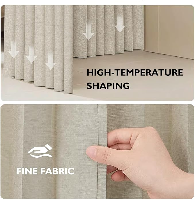 Jilron 100% Blackout Fabric Folding Door Curtain with Magnetic Closure - Accordion Style for Sliding Doors, Closets,Wardrobe and Temporary Door Solutions Doorway Curtains（W42 x L78, Beige 1 Panel）