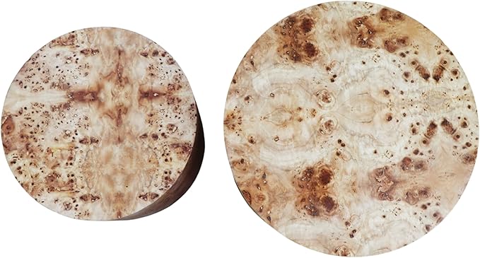 WILLIAMSPACE 18.9" Round Nesting Coffee Table Set of 2, Modern Wooden Coffee Tables Small Circle Center Table for Living Room, Accent End Table Set, No Assembling (Natural Burl)
