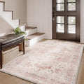 AMOAMI-3X5 Area Rug-Soft Washable Vintage Throw Accent Rugs for Living Room, Entryway, Bedroom, Kitchen, Bathroom, Laundry Room, Kitchen, Bathroom, Bedside, No Slip Pink