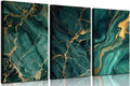 Emerald Green and Gold Canvas Wall Art Set of 3 Abstract Green Gold Marble Fluid Wall Decor Pictures Neutral Modern Minimalist Posters Prints for Living Room Bedroom Home Decoration 16x24in