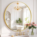 Round Wall Mirror 30 Inch Gold Vanity Mirror with Metal Frame, Modern Circle for Bathroom, Entryway, Bedroom, Living Room, Wall Mounted Decorative Mirrors