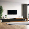 Extendable TV Stand with 2 Drawers, 80"-115" Modern Wood TV Console for Up to 120 Inch TV, Long Reversible Entertainment Center with Storage for Living Room Bedroom, Black& Walnut