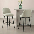 26" Counter Height Swivel Bar Stools Set of 2, Upholstered Linen Fabric Barstools with Backs and Metal Legs for Kitchen Island,Grey