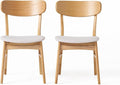 Christopher Knight Home Lucious Fabric / Oak Finish Dining Chairs, 2-Pcs Set, Light Beige