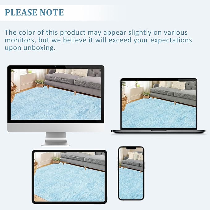 RUGSREAL Small Area Rug 2x3 Entryway Mat with Rubber Backing Stain Resistant Throw Carpet Modern Solid Color Bath Mat Contempowary Washable Rug for Living Room Bedroom Dining Room Kitchen, Blue 2x3